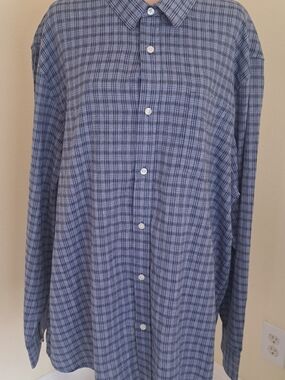 Men's Blue Plaid Button-Up Shirt